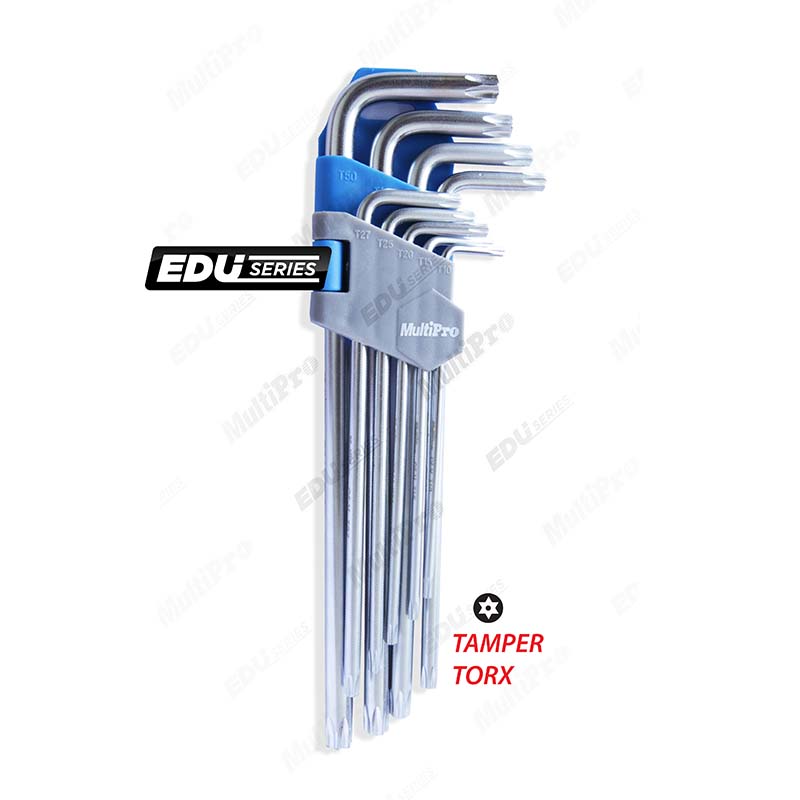 MultiPro Handtools EDU Series 9 Pcs Tamper Torx Key Set-EDU 0.WRH.BA06.4009E Set Kunci Torx Tamper-EDU Bintang Enam dengan Titik Multi Mayaka Perkakas Tangan Alat Tukang dan Bengkel
