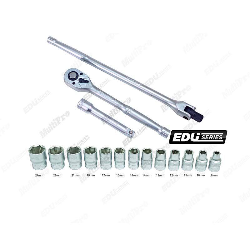 MultiPro Handtools EDU Series SOCKET SET 17 PCS 1/2 INCH DR 6PT-EDU 0-0.SOS.GA03.6017E Kunci Sok Set 1/2 Inci 17 Pcs Multi Mayaka Perkakas Tangan Alat Tukang dan Bengkel